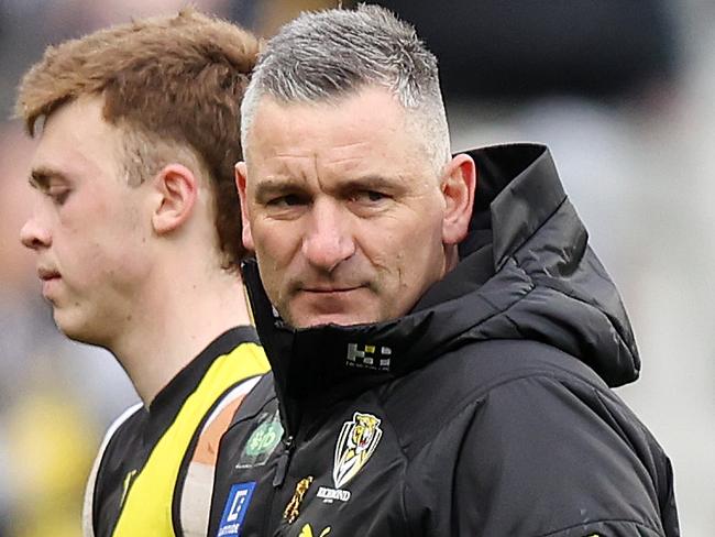 MELBOURNE, JULY 28, 2024: 2024 AFL Football - Round 20 - Collingwood Magpies V Richmond Tigers at the MCG. Adem Yze coach of the Richmond Tigers. Picture: Mark Stewart