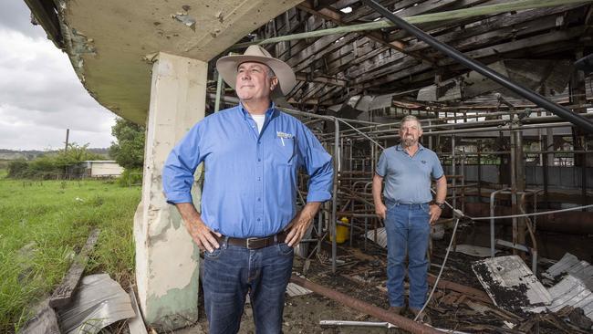 Site owners Ernest Dupere and Cameron Halfpenny in the iconic Menangle Rotolactor. Picture: Matthew Vasilescu