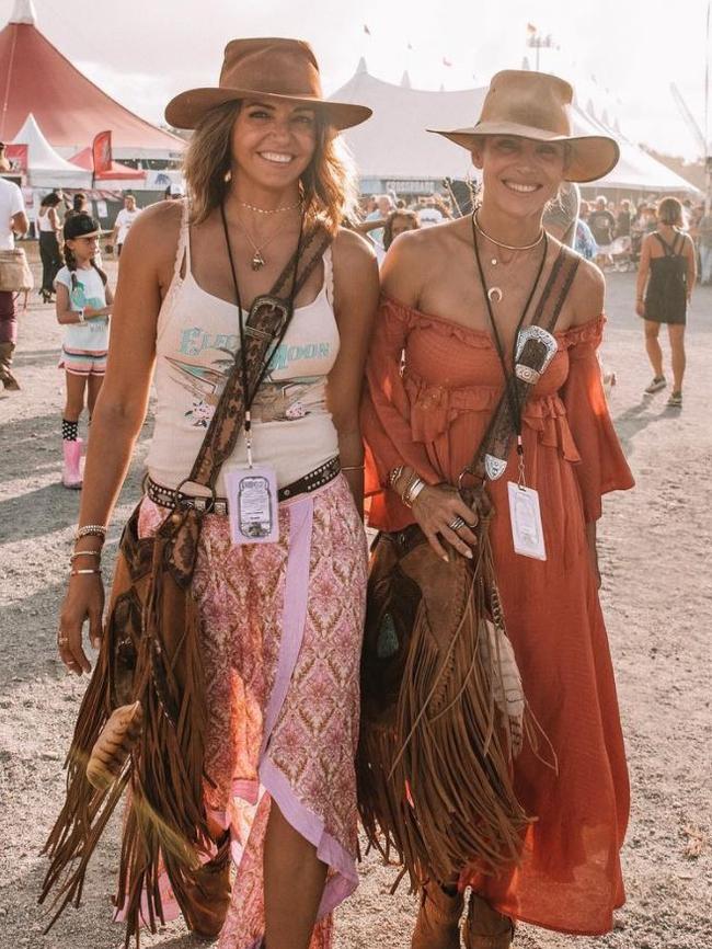 Pataky and Matt Damon’s better half Luciana Barroso at music festival Bluesfest. Picture: Instagram/@spell_byronbay