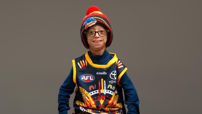 Enzo in his full Adelaide Crows kit. Picture: Matt Turner