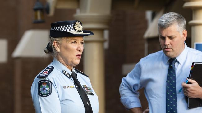 Queensland Police Commissioner Katarina Carroll and Police Minister Mark Ryan. Picture: Kevin Farmer