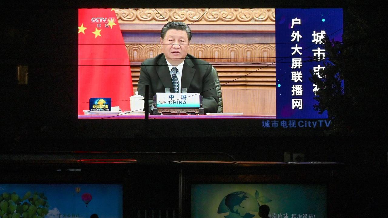 Chinese President Xi Jinping speaking via video at the opening of the virtual BRICS Summit being hosted by India last year. Picture: Greg Baker/AFP