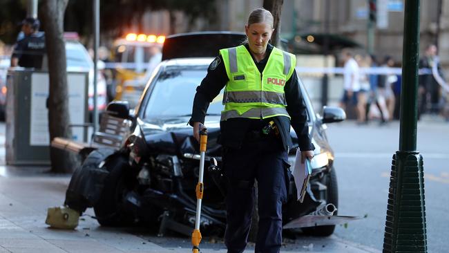 A vehicle collided with pedestrians in George Street on 21st August 2019. Picture: Brisbane AAP Richard Gosling