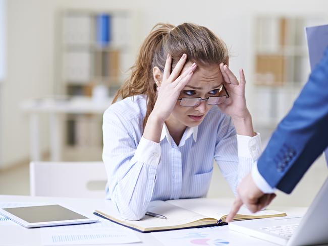 Poor office worker terrified by bossy chief