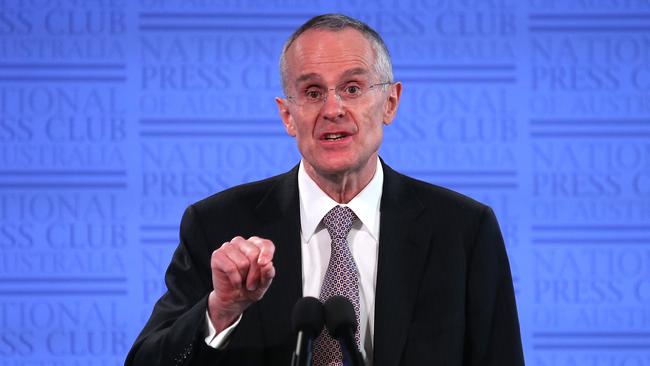 ACCC chair Rod Sims addressing the National Press Club in Canberra yesterday.