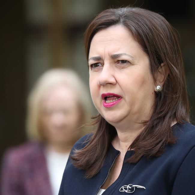 Premier Annastacia Palaszczuk shadowed by Chief Health Officer Dr Jeannette Young. Picture: Annette Dew