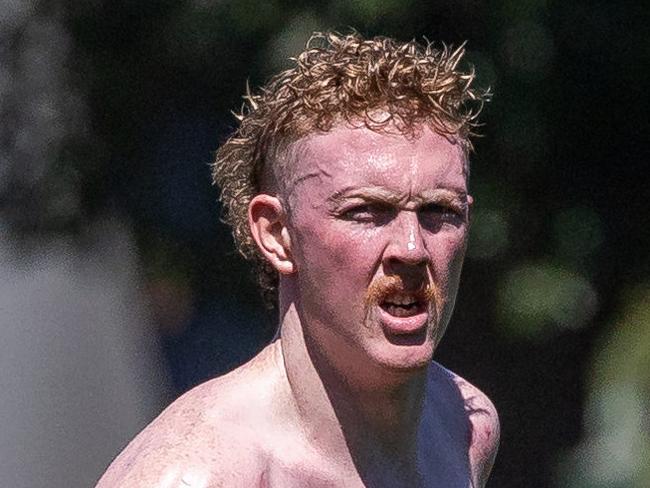 Clayton Oliver solo training at Gosch Paddock AFL Melbourne Football Club pre-season training. Picture: Jason Edwards