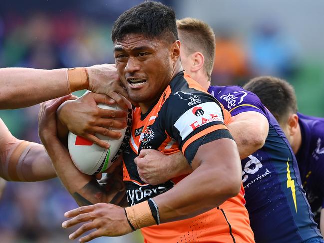 Ex-Tigers prop Stefano Utoikamanu is a big signing for Melbourne Storm. Picture: Quinn Rooney/Getty Images