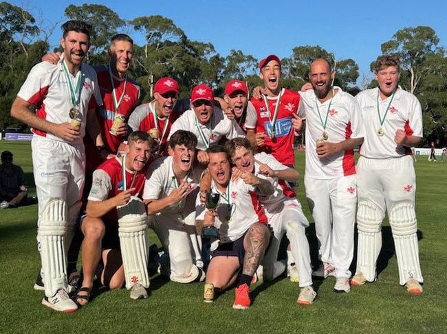 Gisborne celebrates its GDCA McIntyre Cup premiership.