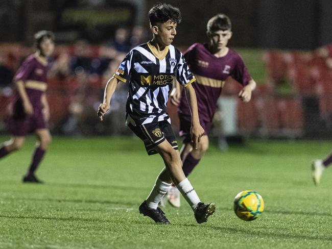 Raad Alazeez of Willowburn against TAS United in Football Queensland Darling Downs Community Juniors U13 Junior League grand final at Clive Berghofer Stadium, Friday, August 30, 2024. Picture: Kevin Farmer