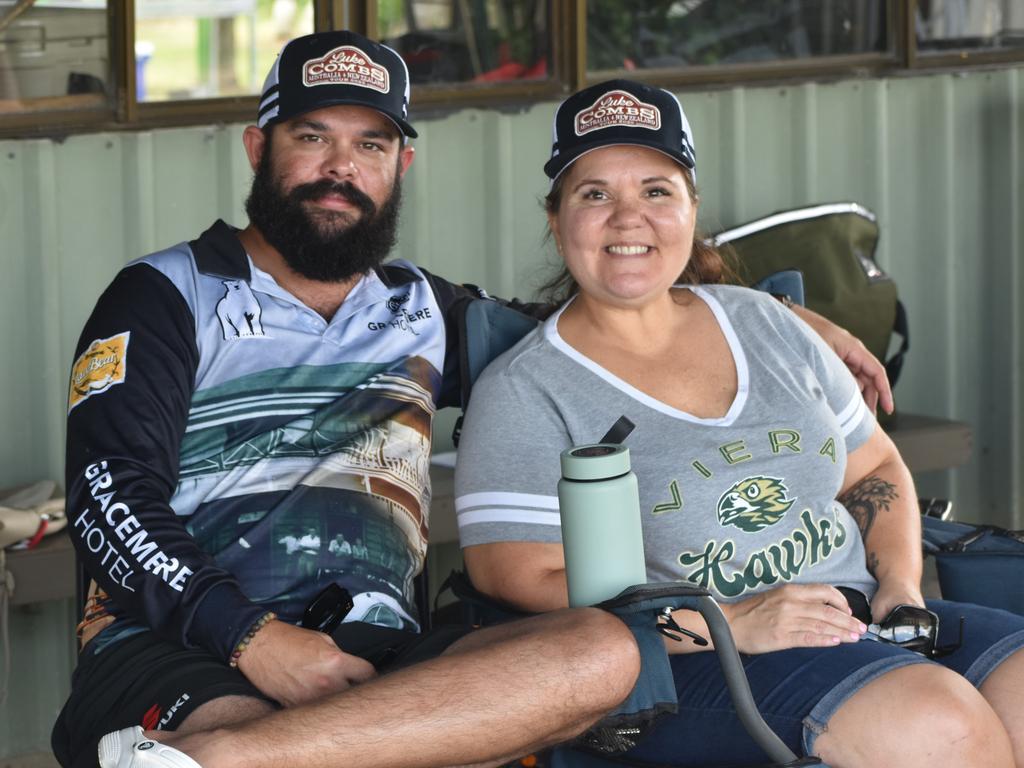 Jamahl Lawton and Shannon Walford at Rockhampton Cricket's Country Carnival on January 27, 2025.