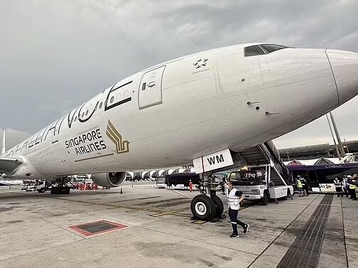 Singapore Airlines flight SQ321 on the tarmac in Bangkok. Picture: Twitter