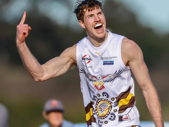 EFNL 2024: Lachlan Wynd celebrates a goal against Vermont. Picture: Field of View Photography