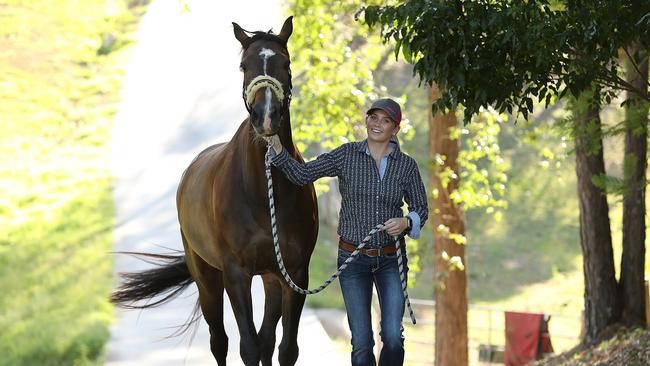 Chelsea Higgins, aged 24 in 2018, with her horse Kenya.