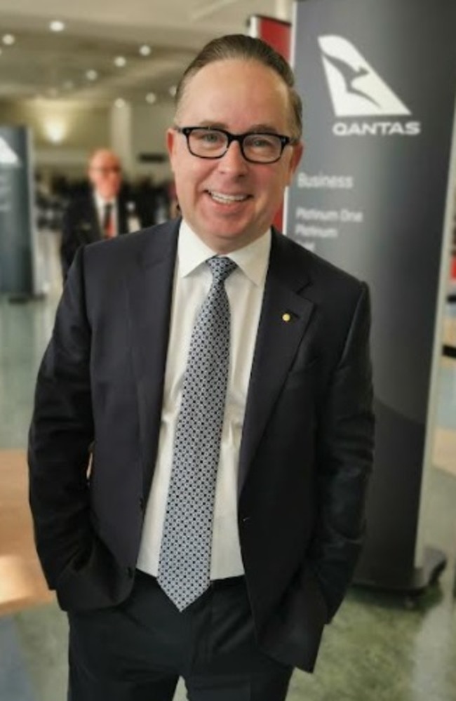 Outgoing Qantas CEO Alan Joyce at Auckland Airport before boarding the Boeing 787 Dreamliner aircraft direct to New York. Picture: News.com.au