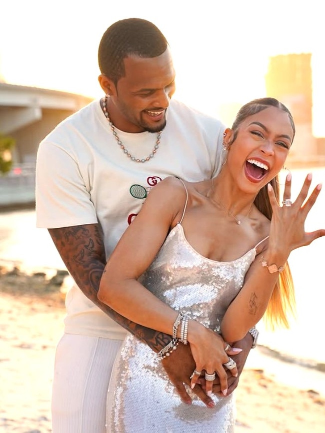 DeShaun Watson and Jilly Aanais show off the bling. Photo: Jilly Anais/Instagram.