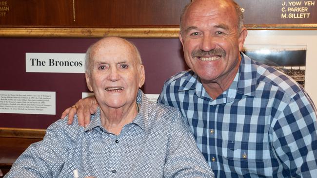 Wally Lewis with Gary Balkin recently. Picture: Bob Jones