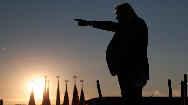 Donald Trump arrives at a campaign rally in Latrobe, Pennsylvania. Picture: Getty Images.