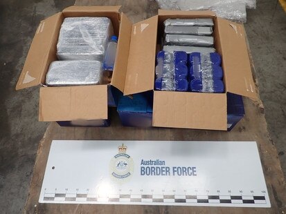 Officers allegedly discovered 50kg of cocaine concealed in a shipment of bottled water. Picture: Australian Border Force