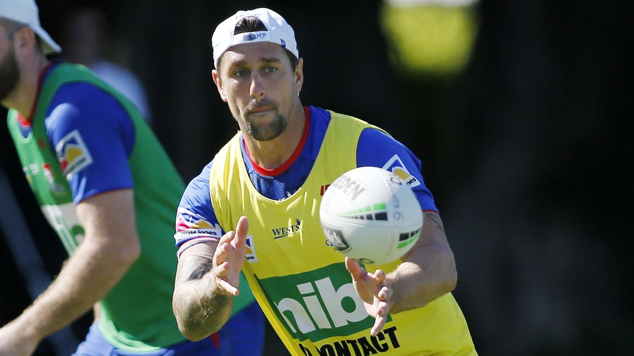 Mitchell Pearce of the Knights at training in Newcastle.