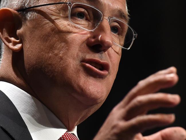 Prime Minister Malcolm Turnbull speaks to members of the Australian public services at Parliament House in Canberra on Wednesday, April 20, 2016. (AAP Image/Mick Tsikas) NO ARCHIVING