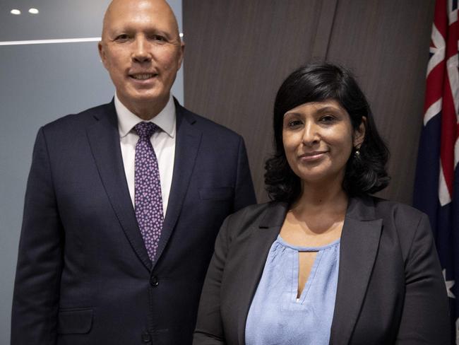 Tuesday 21st February 2023.  The Australian.Roshena Campbell, elected as Liberal candidate for Aston with Liberal leader Peter Dutton.Photograph by Arsineh Houspian.