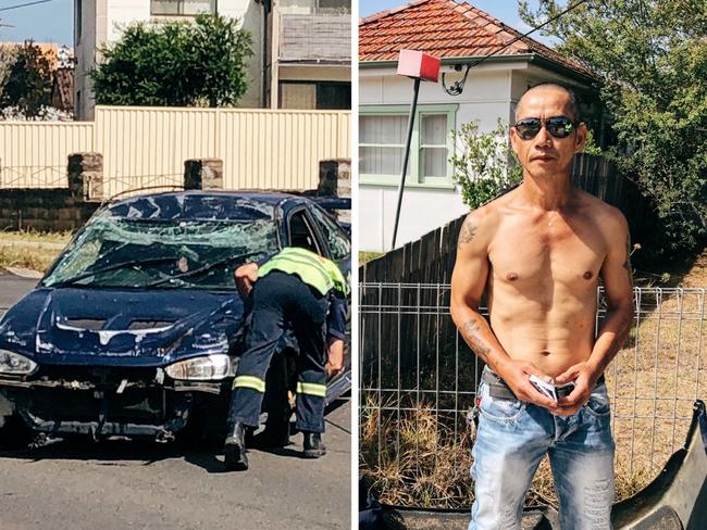 Kiet Van Nguyen, 52, miraculously walked away after his car rolled three times on a busy Cabramatta road. Pictures: Eliza Barr