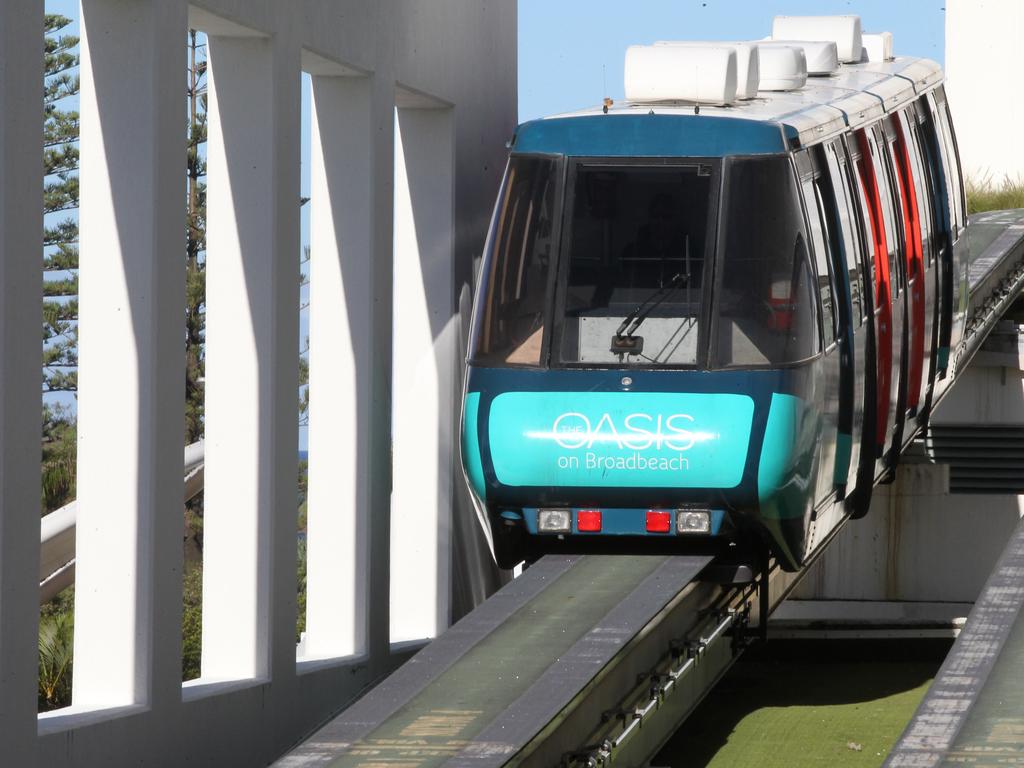 Pictured during final journey of the Broadbeach Monorail from Oasis to Jupiters Hotel and Casino. Picture Mike Batterham