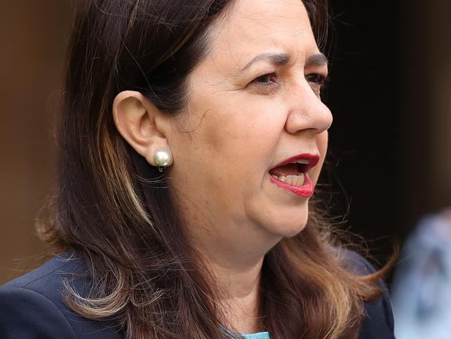 BRISBANE, AUSTRALIA - NewsWire Photos JULY 16 2021 Queensland Premier Annastacia Palaszczuk speaks at a press conference at Parliament house. Picture: NCA NewsWire / Jono Searle