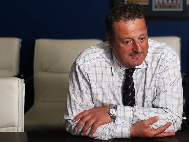 Sydney FC CEO Tony Pignata at clubs offices talking to Daily Telegraph journalist Tom Smithies about the clubs troubles this season.