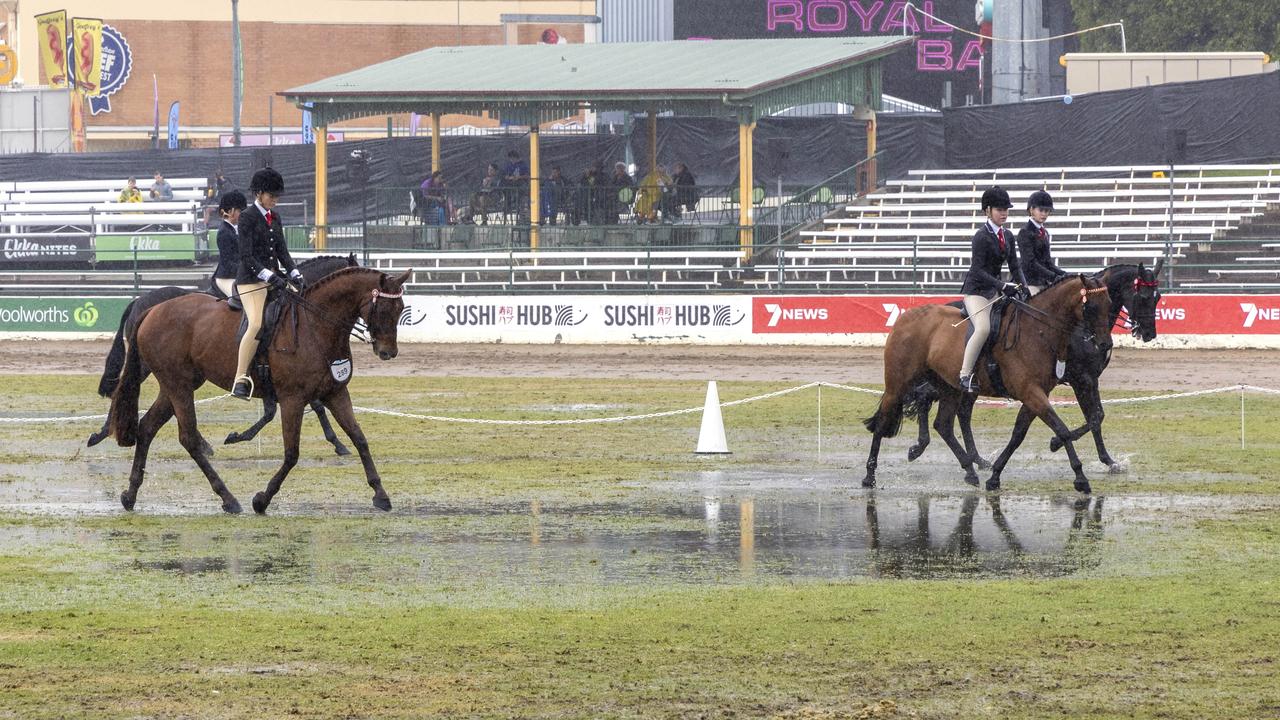 The main arena was soaked by an overnight downpour. Picture: Richard Walker