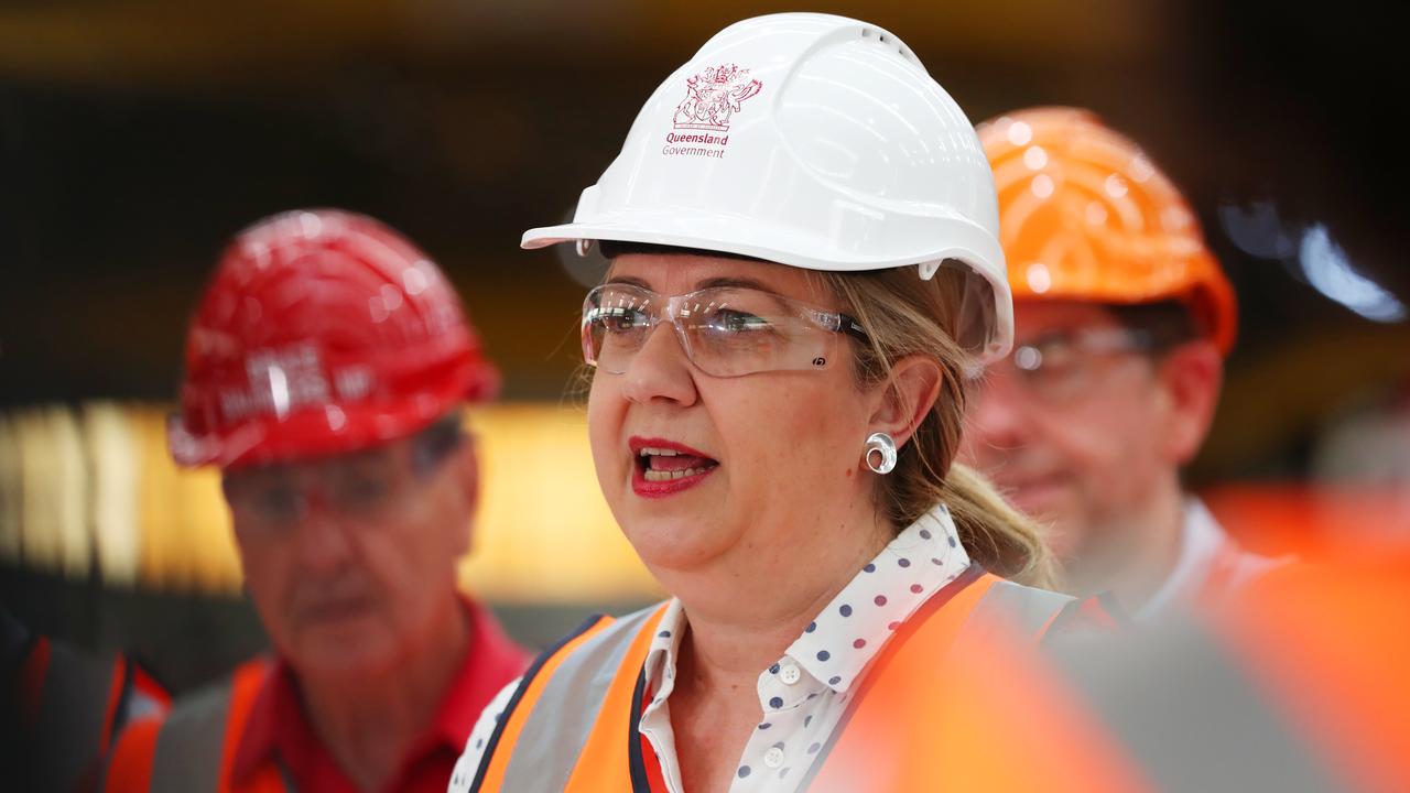 Premier Annastacia Palaszczuk at the Downer rail manufacturing facility at Maryborough on Monday. Picture: Lachie Millard