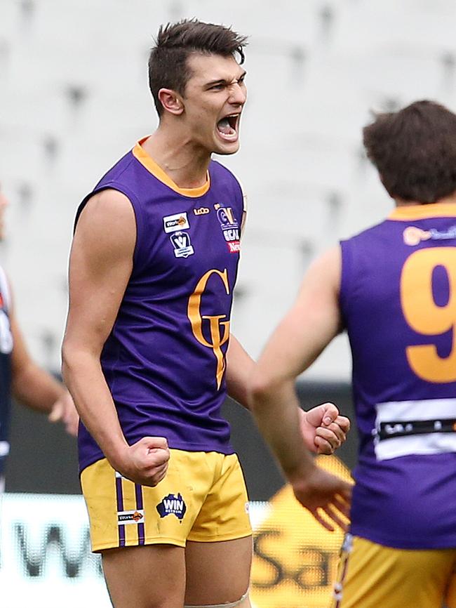 Brayden Grenfell celebrates a final-term goal. Pic: Michael Klein