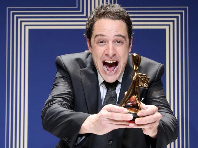 Samuel Johnson with his Gold Logie in 2017.