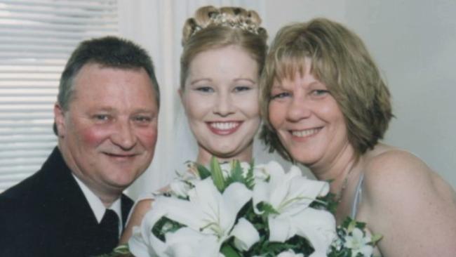 Robyn Richards (right, pictured with her husband and daughter) was killed in a horrific head-on collision in Griffin, north of Brisbane, on December 11, 2020. Picture: Supplied