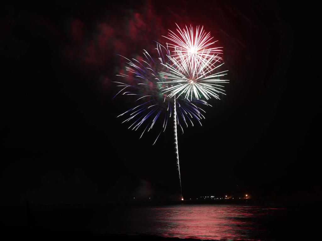 Fireworks over Victor Harbor for New Year's Eve, 2020. Picture: Leighton Cassebohm