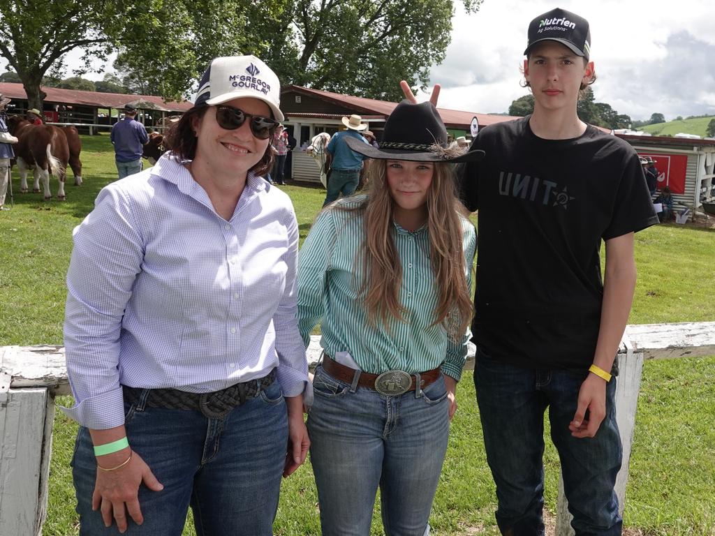 Julie Miller, Lacey Pitkin and Cody Braund at the Dorrigo Show, November 24, 2023. Picture: Chris Knight