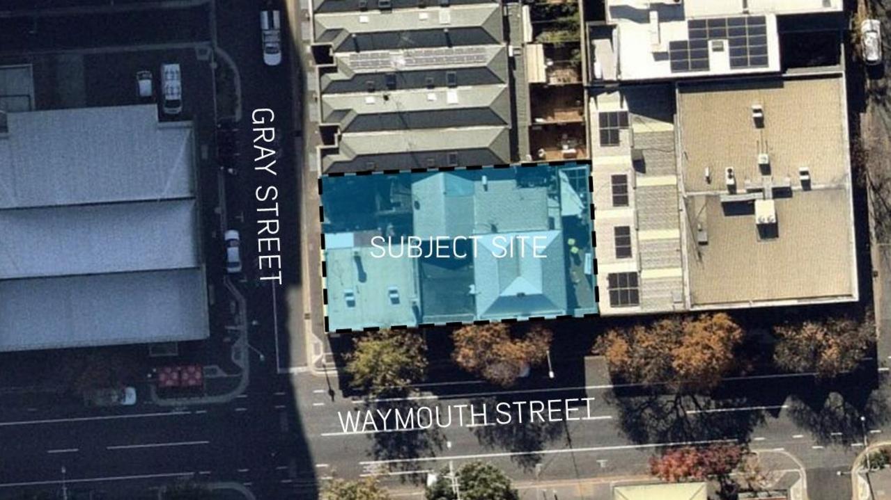 The site for the proposed 15-storey apartment building at 262-268 Waymouth St, Adelaide. Picture: URPS,