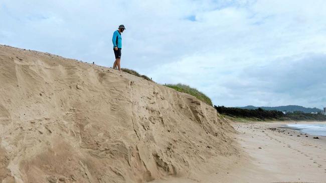 Coffs Harbour lifeguard Alistair Lane,  beach erosion Park Beach 01 March 2016Photo: Trevor Veale / The Coffs Coast Advocate. Picture: Trevor Veale