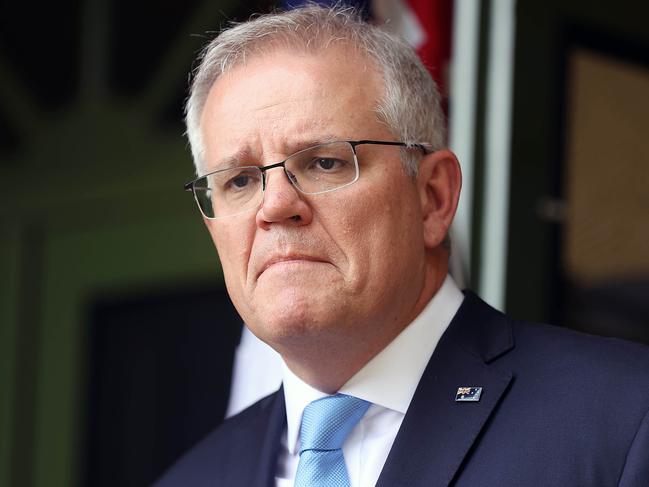 CANBERRA, AUSTRALIA NewsWire Photos OCTOBER, 01 2021:  Prime Minister Scott Morrison spoke to the media at a press conference at The Lodge in Canberra.Picture: NCA NewsWire / Gary Ramage