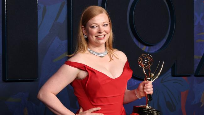 Sarah Snook attends HBO's 2024 post-Emmy Reception with her award in hand. Picture: Amy Sussman/Getty Images