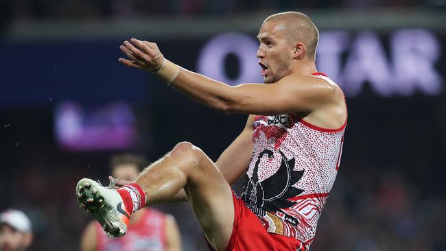 Swans forward Sam Reid kicked a career-best six goals against the Magpies. Picture: Phil Hillyard