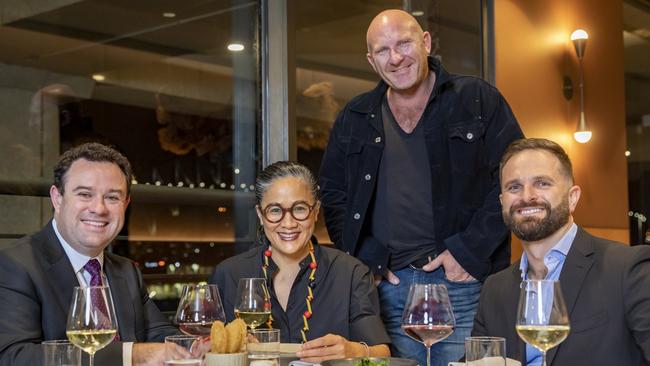 Tourism Minister Stuart Ayres, Kylie Kwong, Matt Moran and Albert Kruger support the Sydney Solstice event. Picture: Dallas Kilponen/Destination NSW