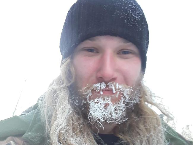 Lucas Fowler on the ranch during the bitter Canadian winter. Picture: Supplied