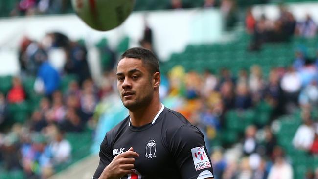 Jarryd Hayne of Fiji warms up.