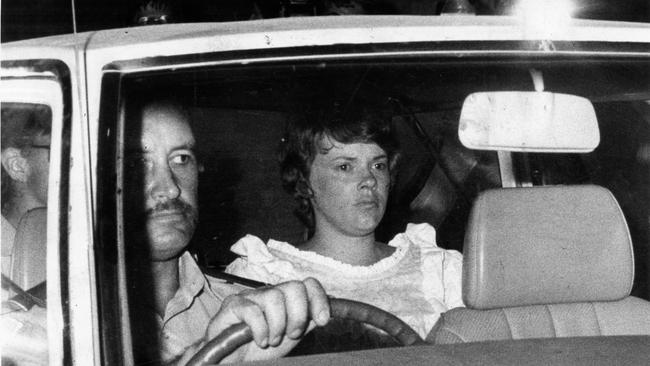 Lindy Chamberlain is driven from court to prison after the jury's guilty verdict at the end of her trial in 1982.