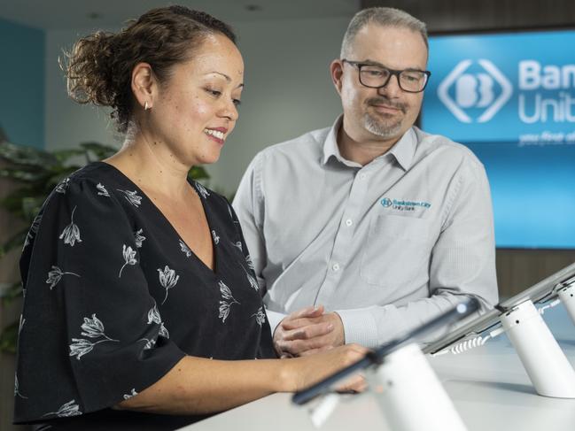 Customer service officer Alison O'Grady with GM Steve Vassallo at the bank. Picture: Matthew Vasilescu