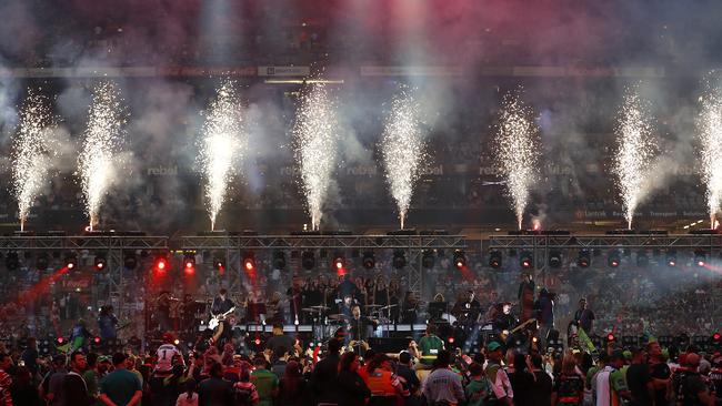 One Republic performs during the 2019 NRL Grand Final match at ANZ Stadium. Picture: Getty/Ryan Pierse