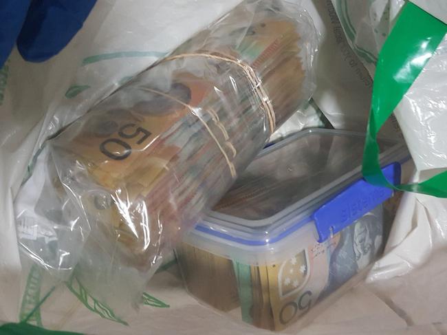 Some of the seized cash. Picture: NSW Police