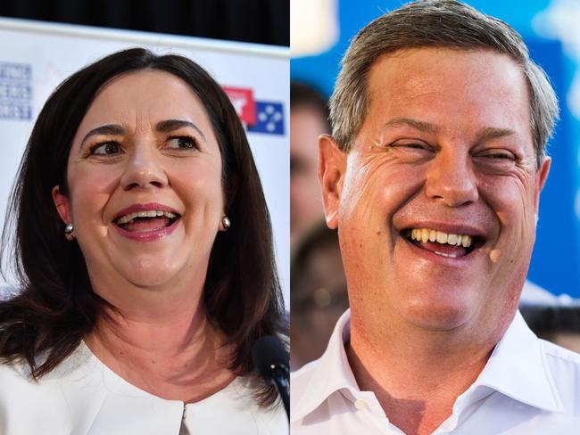 A composite image of Queensland Premier Annastacia Palaszczuk (left) speaking at the Cementco Bowls Club and Queensland Opposition Leader Tim Nicholls speaking in his electorate of Clayfield, after the state election was announced Sunday, October 29, 2017. Queensland Premier Annastacia Palaszczuk has called a snap state election for Saturday, November 25. (AAP Image/Darren England and Glenn Hunt)